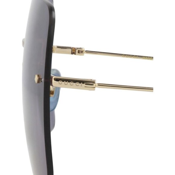 Gucci Womens Square/Rectangle Gold Gold Blue Fashion Designer Eyewear - Picture 4 of 4